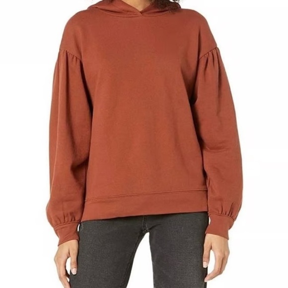 Madewell Jackets & Blazers - Madewell Auburn Brown Orange Pleated Hoodie Sweater Small